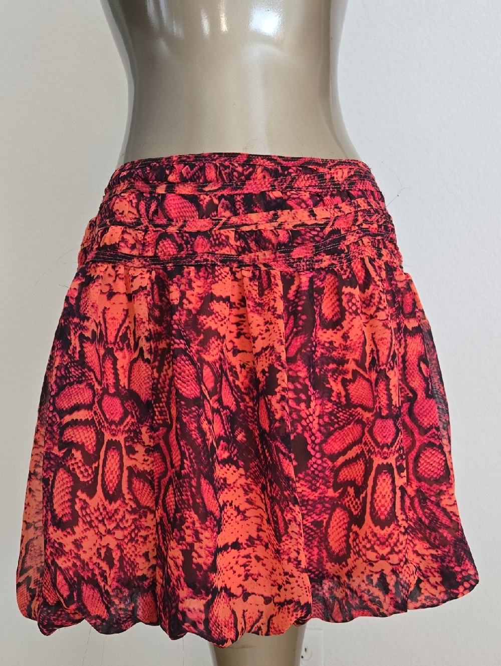Charlotte Russe Red and Orange Snake Print Mini Skirt